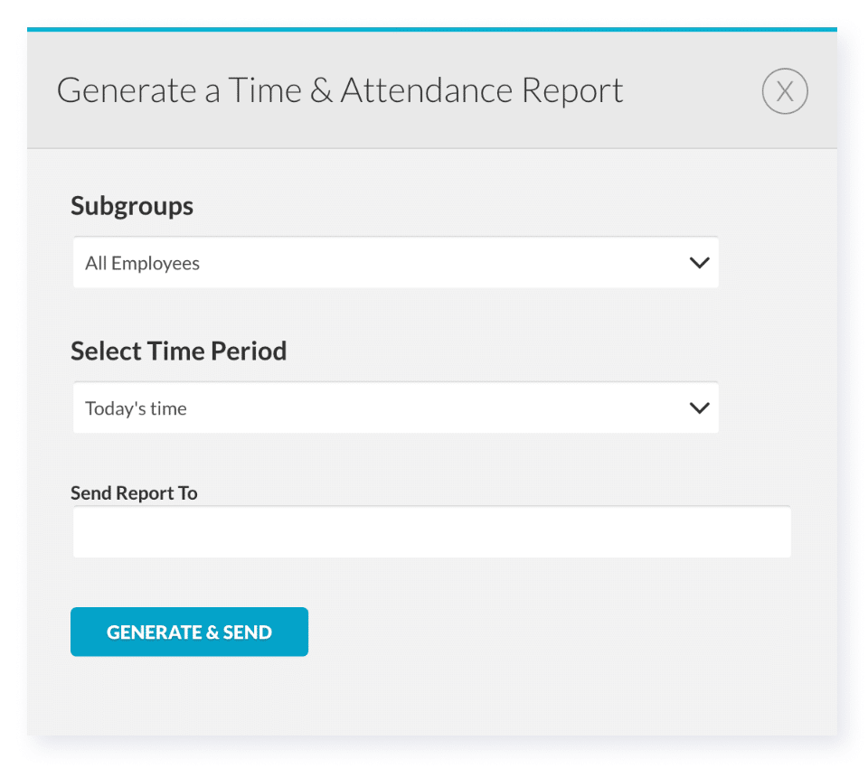 Time and attendance screen shot